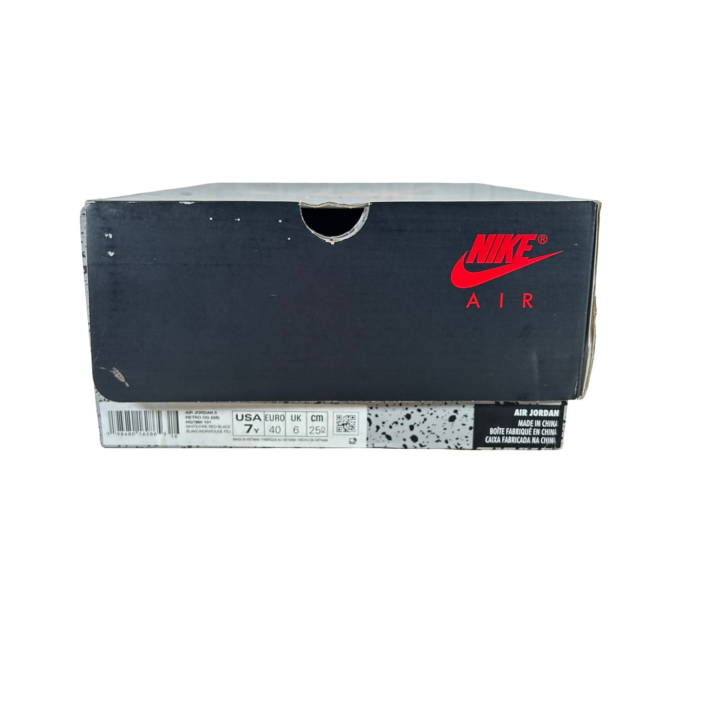 HQ7980 101 Jordan 5 Retro Fire Red Black Tongue (2025) (GS) [USED] - 7 Y (Used)