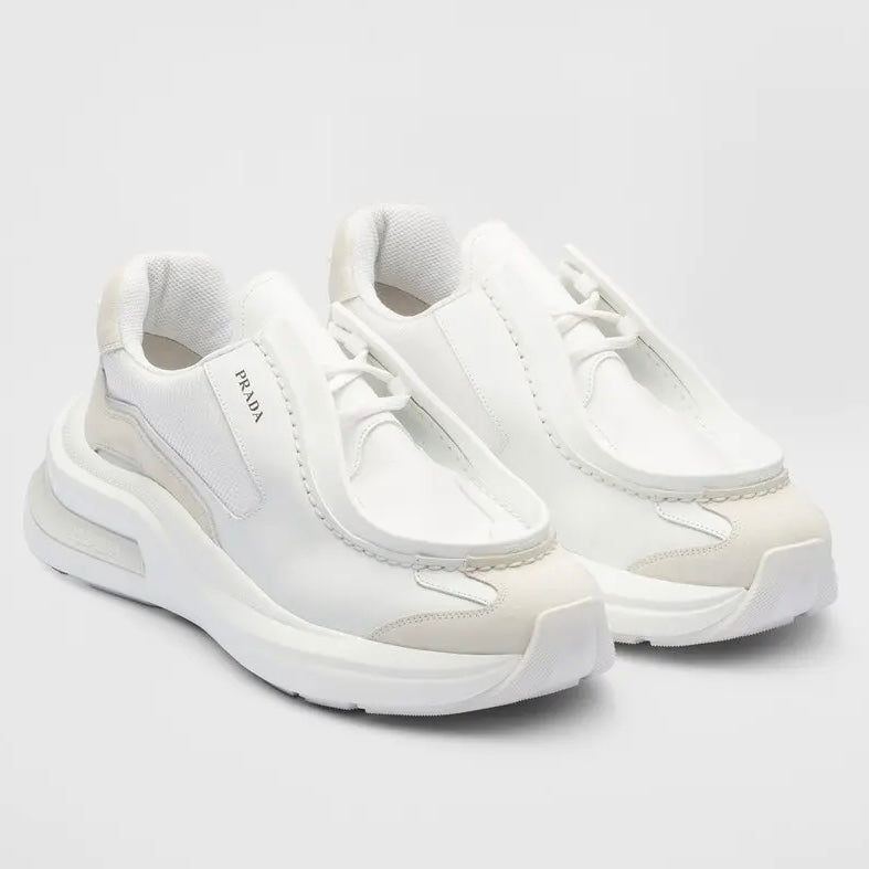 Prada Systeme Leather Sneaker White