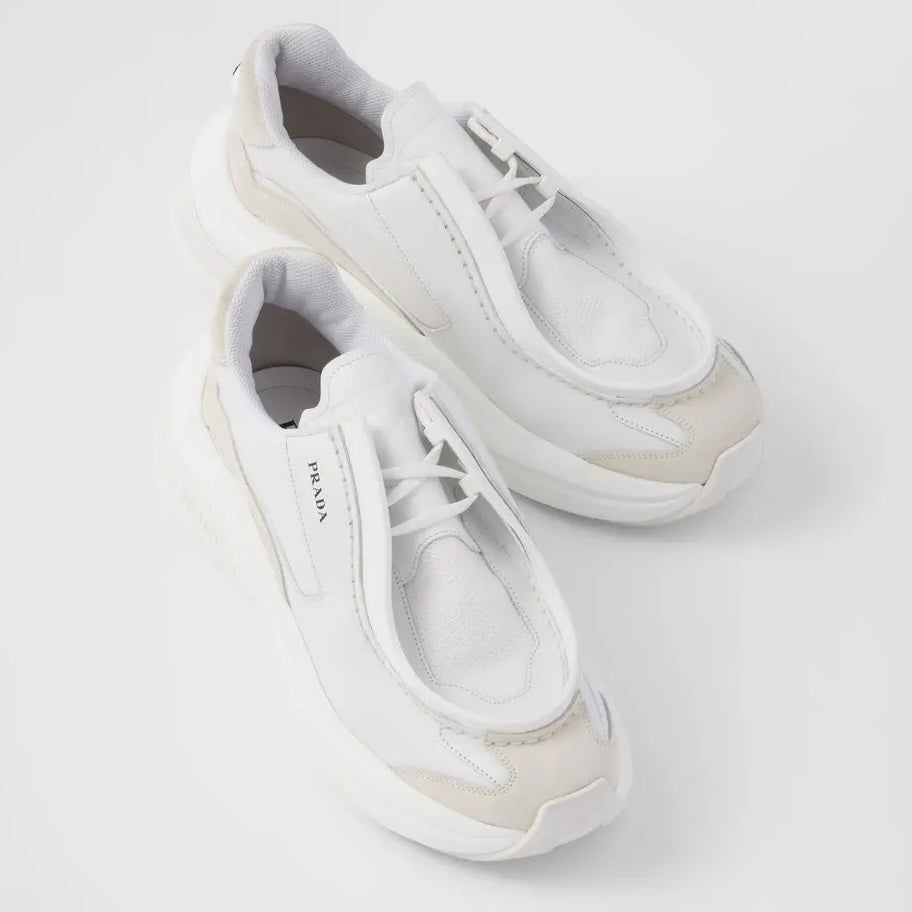 Prada Systeme Leather Sneaker White