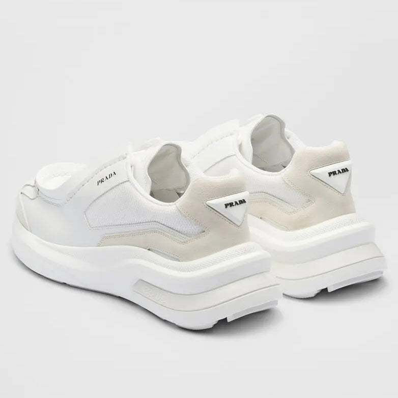 Prada Systeme Leather Sneaker White