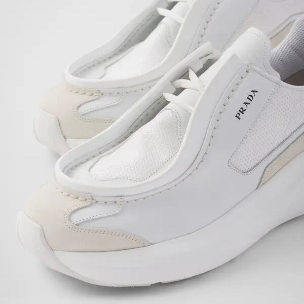 Prada Systeme Leather Sneaker White