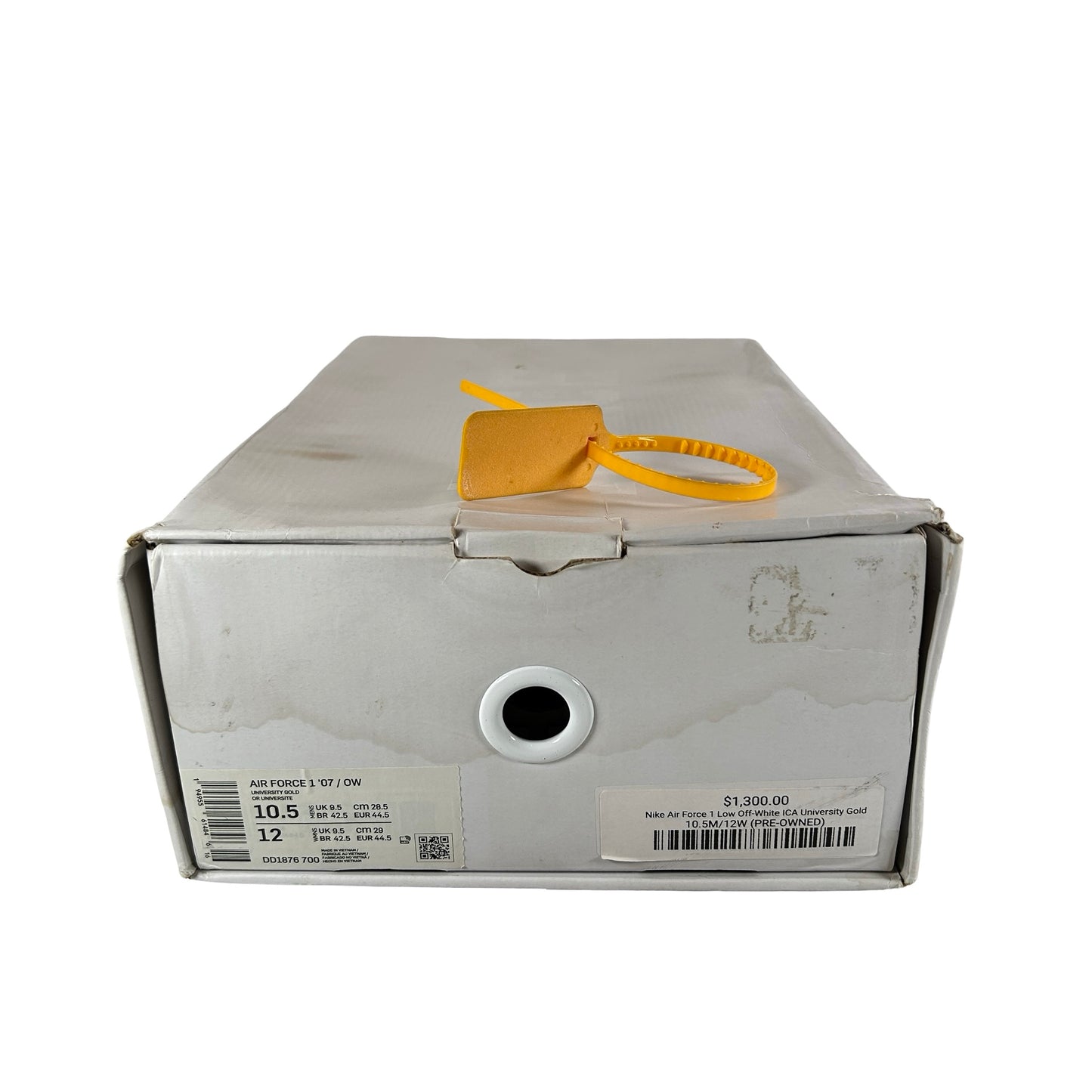 DD1876 700 Nike Air Force 1 Low Off-White ICA University Gold [USED] - 10.5 M (Used)