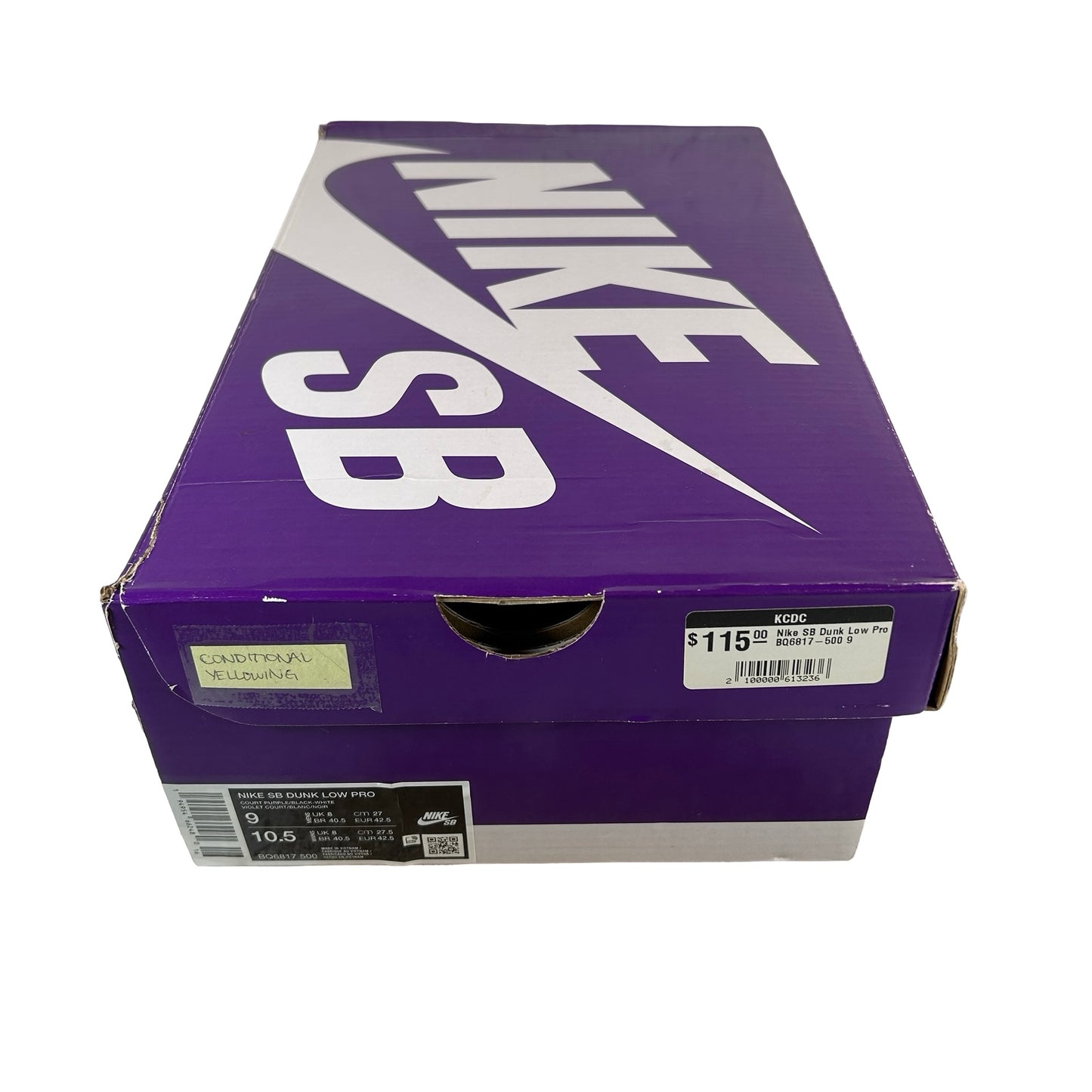 BQ6817 500 Nike SB Dunk Low Court Purple - 9 M (Yellowing)