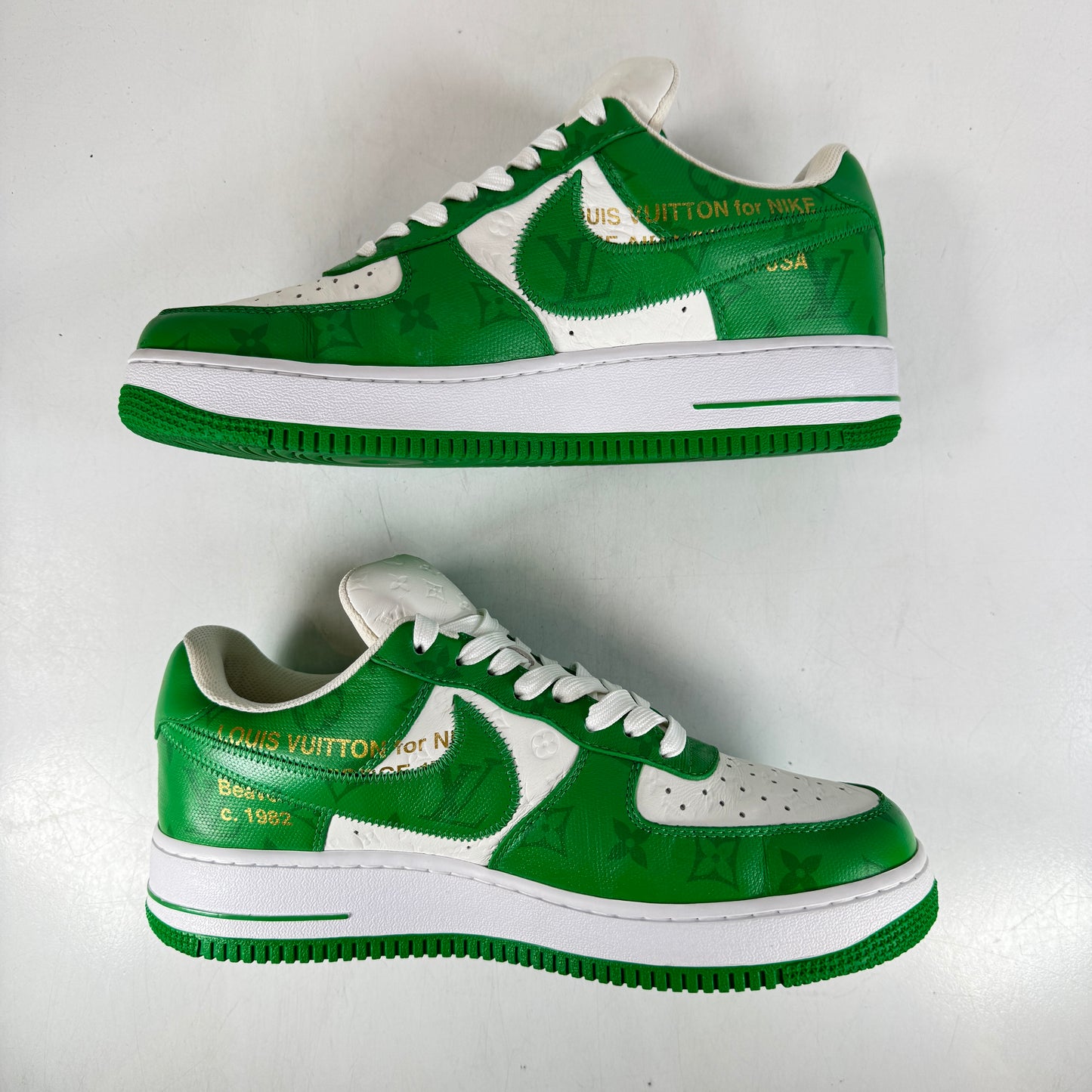 Louis Vuitton Nike Air Force 1 Low By Virgil Abloh White Green [USED] - 9 M (Used)