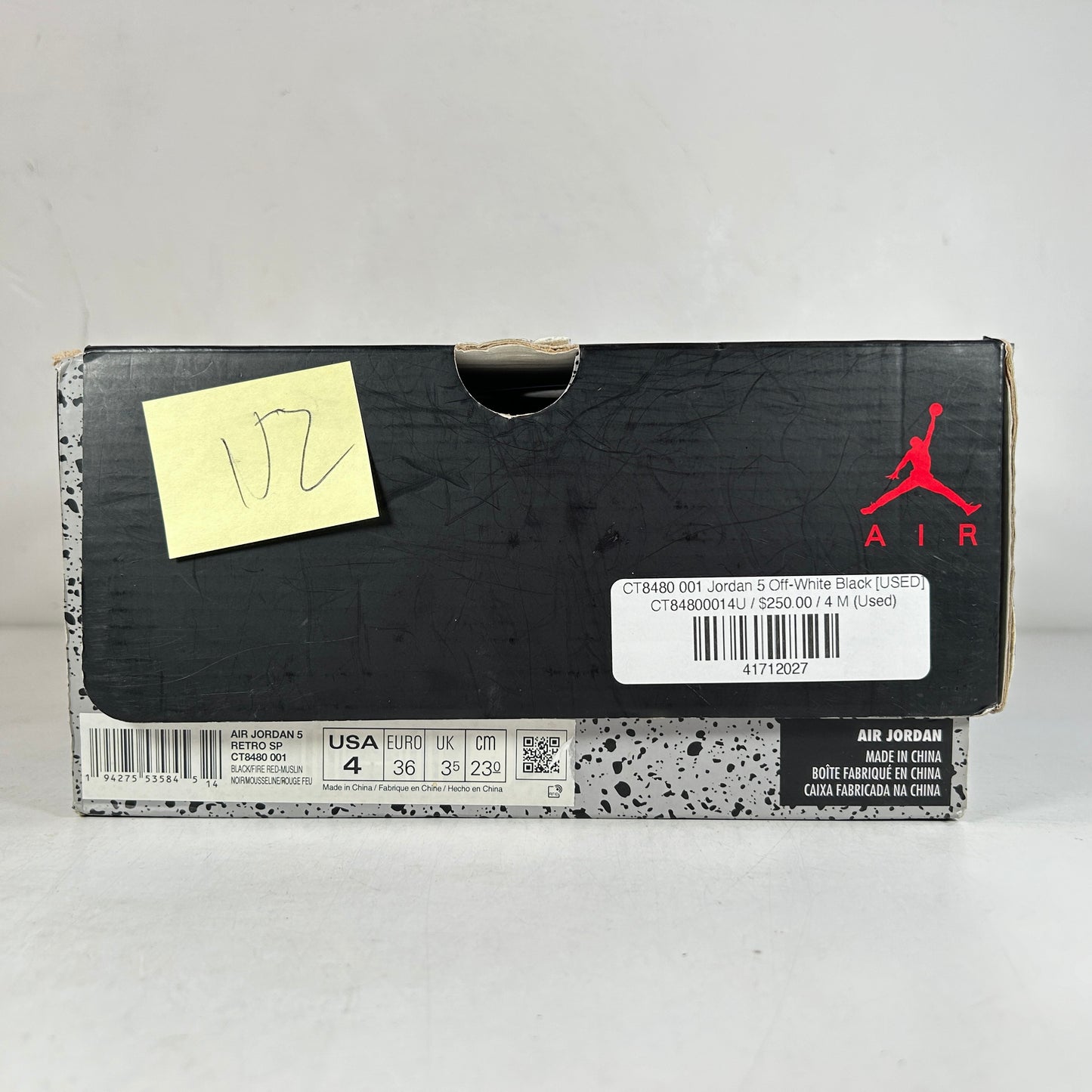 CT8480 001 Jordan 5 Off-White Black [USED] - 4 M (Used2)