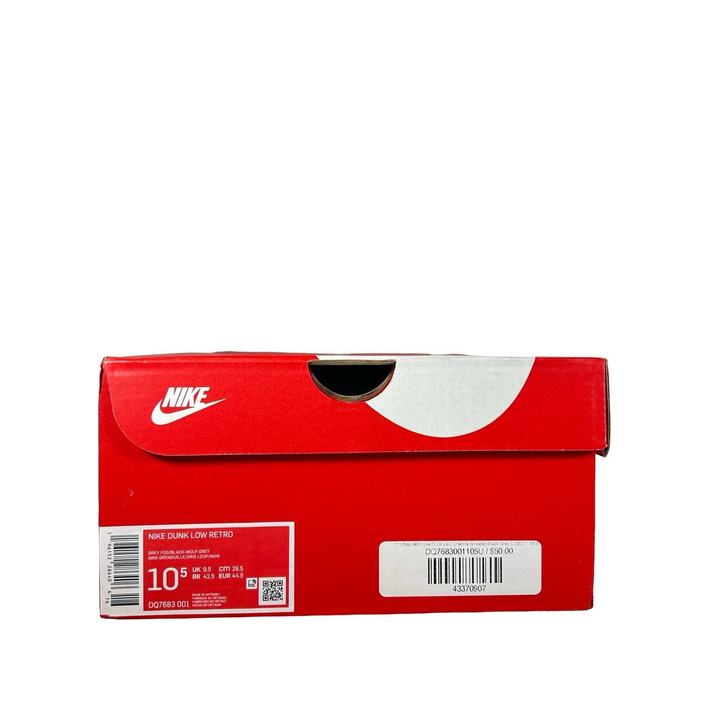 DQ7683 001 Nike Dunk Low Chenille Swoosh Black Grey [USED] - 10.5 M (Used)