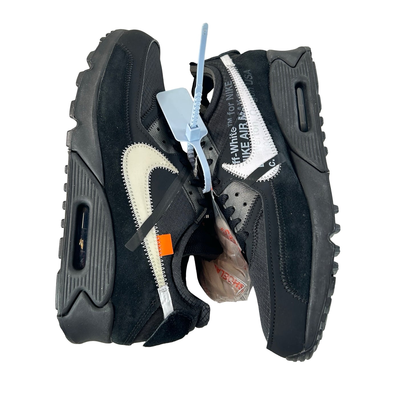 AA7293 001 Air Max 90 Off-White Black - 10.5 M (Swooshes Slightly Yellowing)