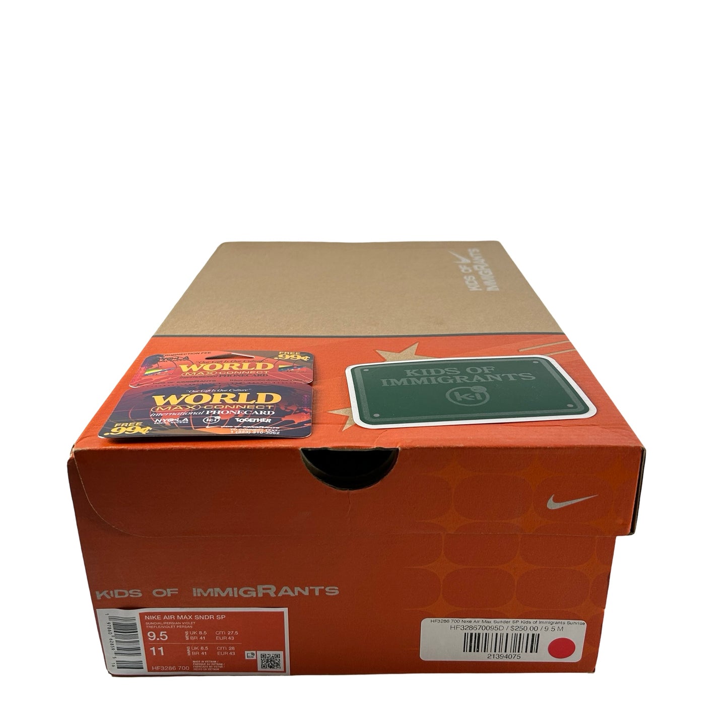 HF3286 700 Nike Air Max Sunder SP Kids of Immigrants Sunrise [USED] - 9.5 M (Used)