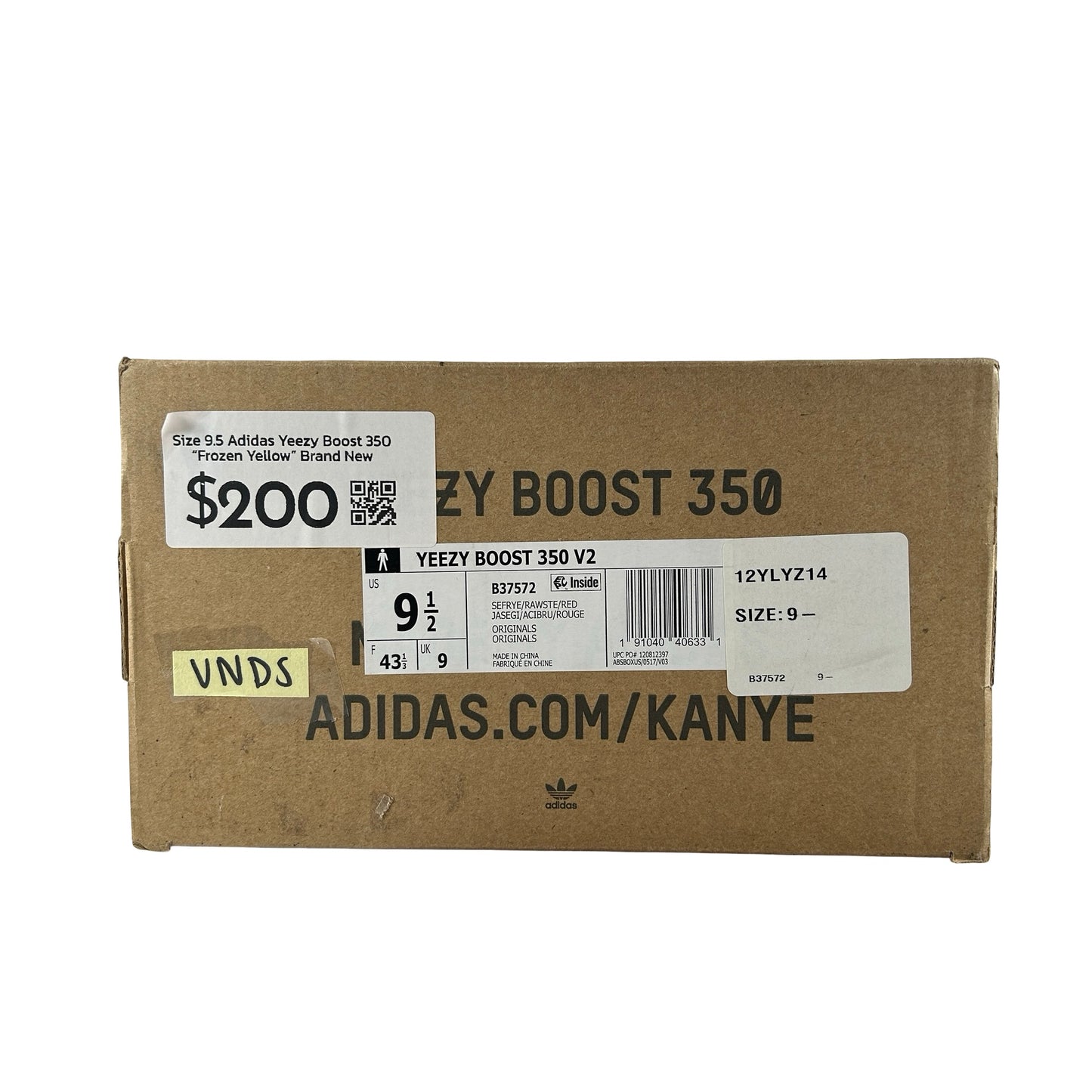 B37572 adidas Yeezy Boost 350 V2 Semi Frozen Yellow [USED] - 9.5 M (VNDS)