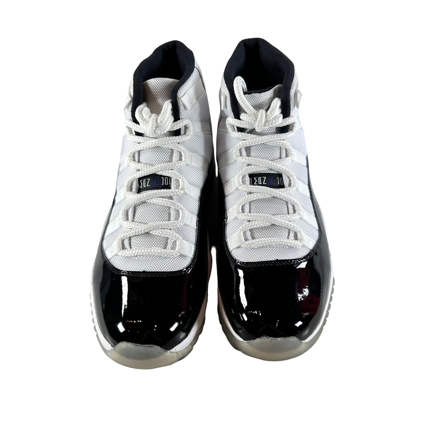 378037 100 Jordan 11 Concord - 9.5 M (Yellowing Soles) (Glue Stain)