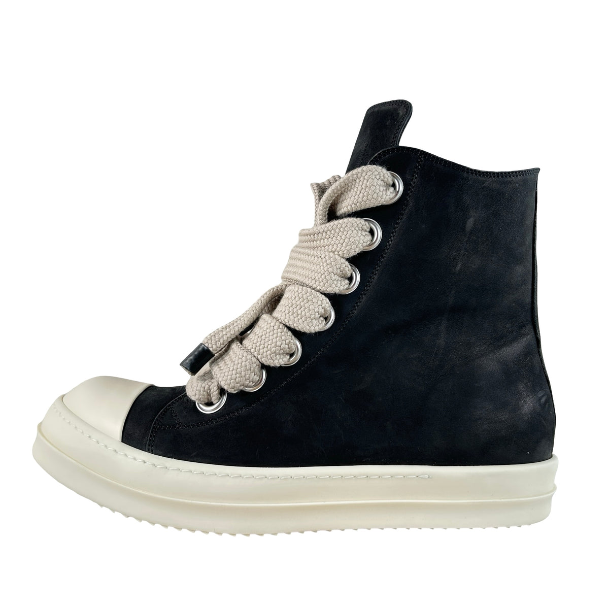 RU02E1892 LWNW2 911 Rick Owens Jumbo Lace Sneakers Black Milk