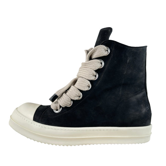 RU02E1892 LWNW2 911 Rick Owens Jumbo Lace Sneakers Black Milk