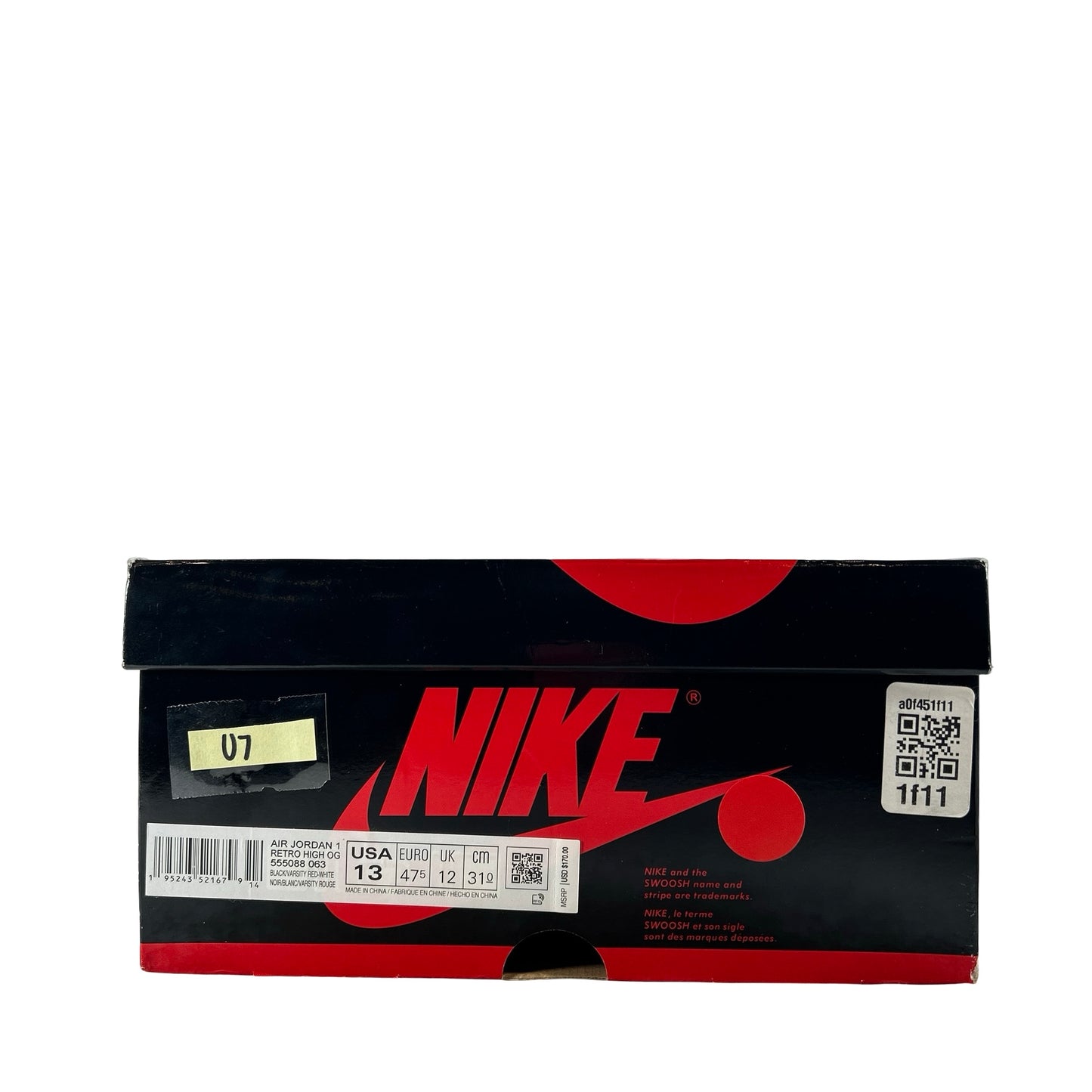 555088 063 Jordan 1 Retro High OG Patent Bred [USED] - 13 M (Used7)