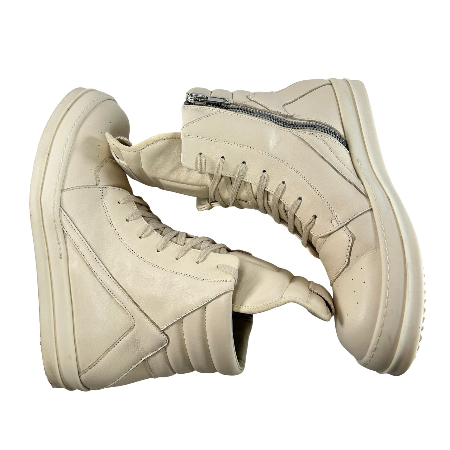 242232M236057 Rick Owens Off-White Porterville Geobasket Sneakers [USED] - IT 43.5 (US 10.5) (Used)