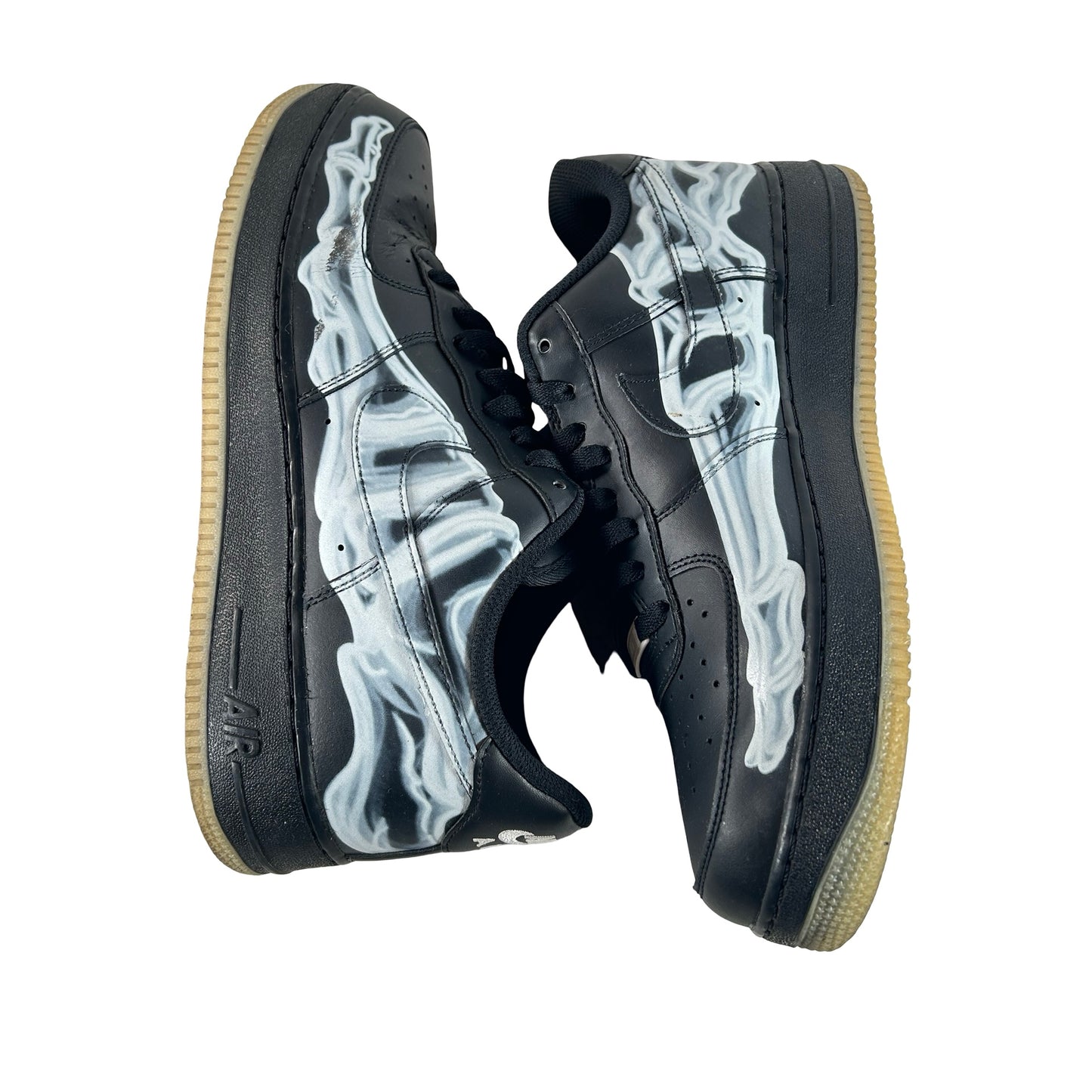 BQ7541 001 Nike Air Force 1 Low Black Skeleton Halloween (2019) [USED] - 12 M (Used)