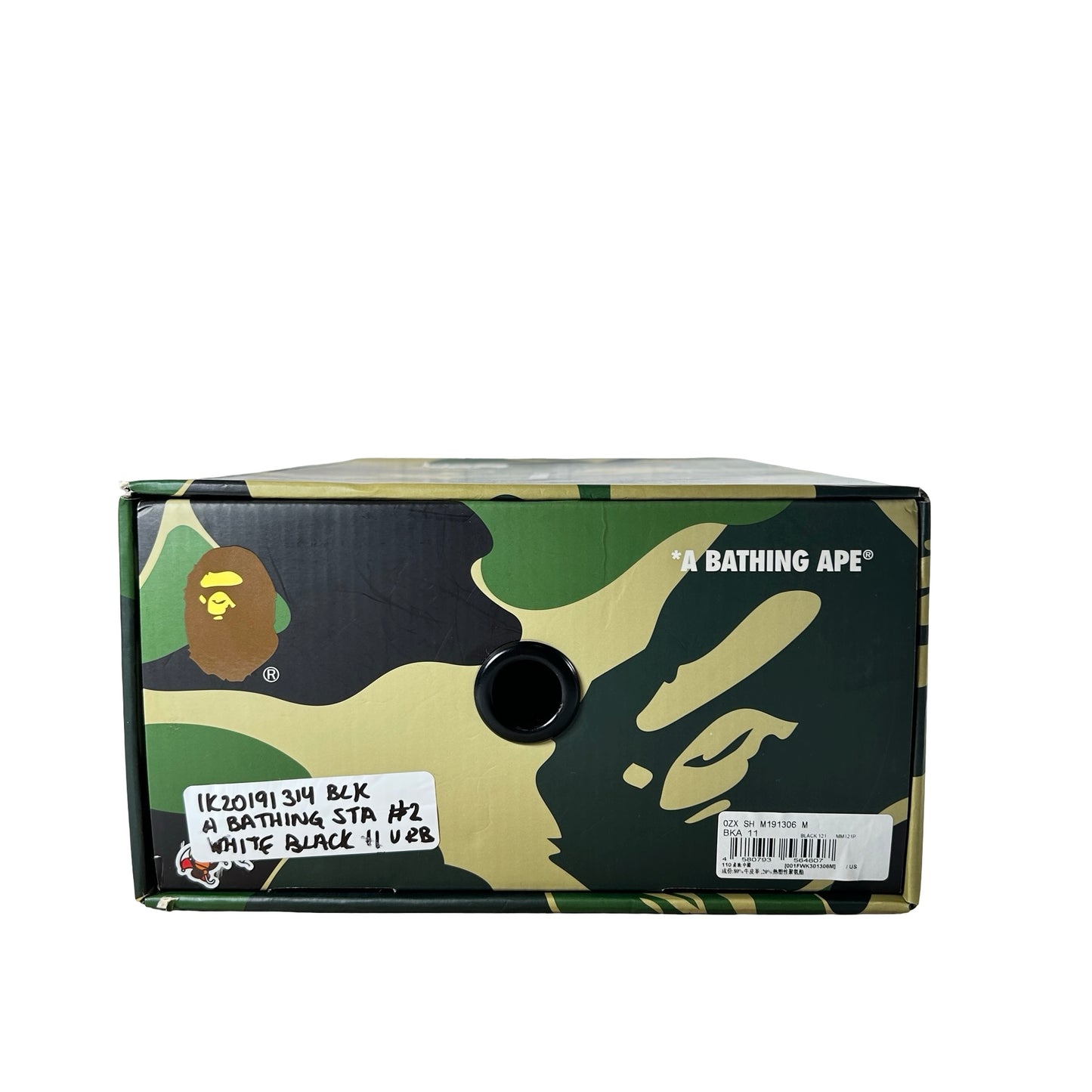 1K20 191 314 BLK A Bathing Ape Bape Sta OS #2 White Black [USED] - 11 M (Used) (Replace Box)