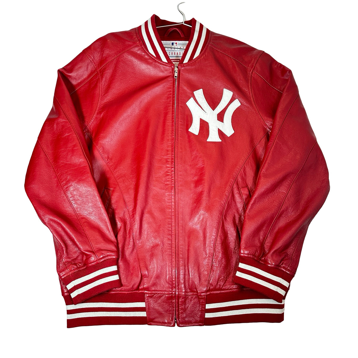 Supreme Yankees Leather Varsity Jacket Red [USED] - XL (Used)