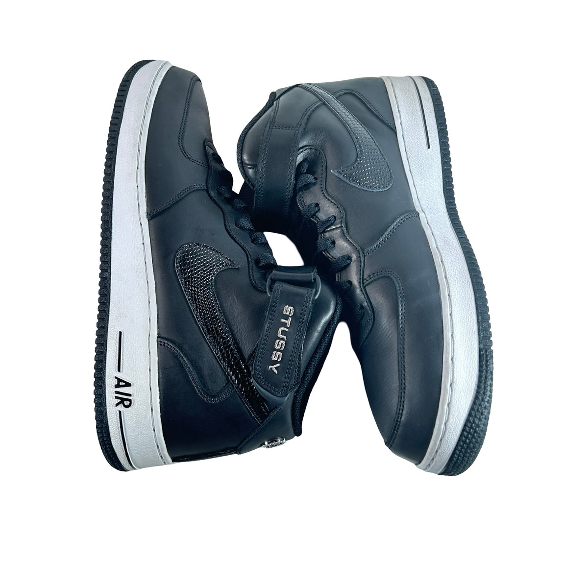 DJ7840 001 Nike Air Force 1 Mid Stussy Black White [USED] - 11.5 M (Used) (No Box)