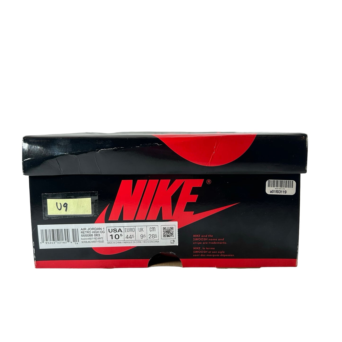 555088 063 Jordan 1 Retro High OG Patent Bred [USED] - 10.5 M (Used9)