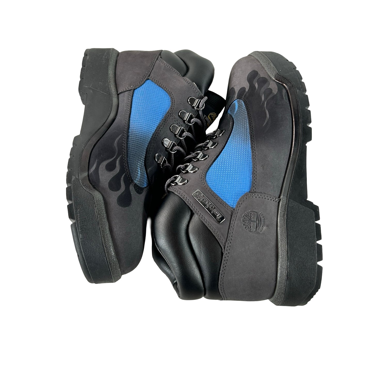TB0A5PV4 W08 Timberland Field Boot Mid Grey Nubuck Blue Loso Flames [USED] - 9 M (Used)