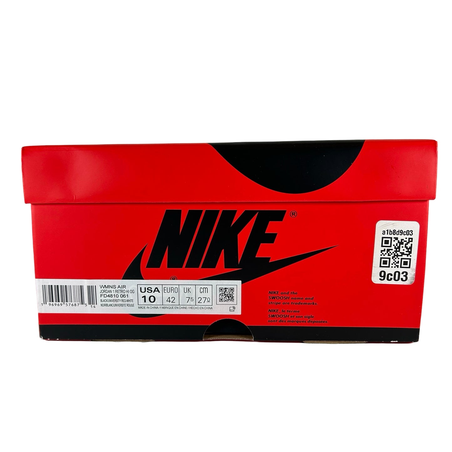 FD4810 061 Jordan 1 Retro High OG Satin Bred [USED] - 10 W (Used2)