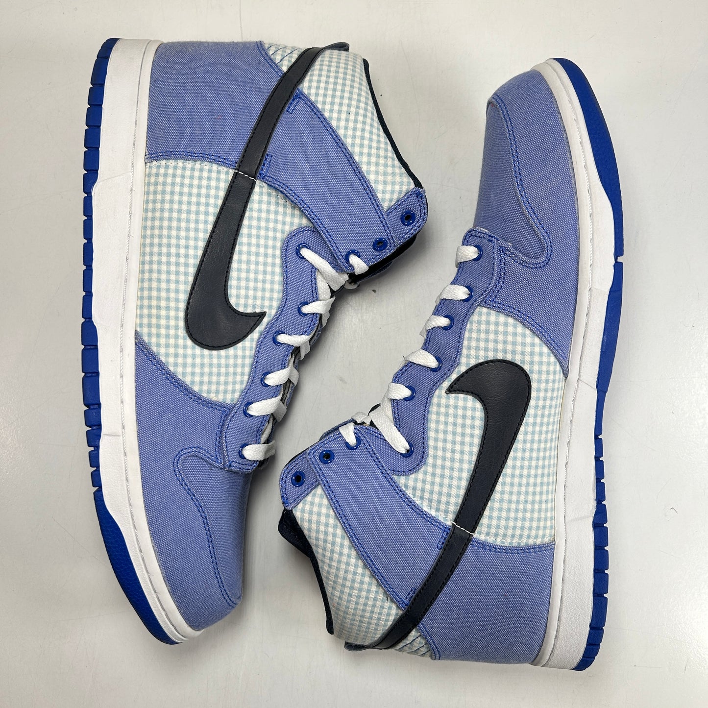 344648 400 Nike Dunk High Lyon Blue Gingham [USED] - 14 M (Used) (No Box)