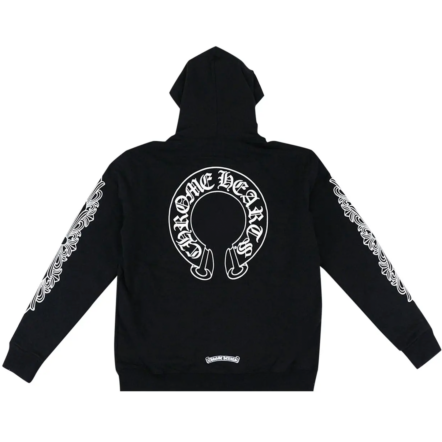 Chrome Hearts Horseshoe Floral Cross Sleeve Zip Up Hoodie Black/White [USED] - XL (Used)