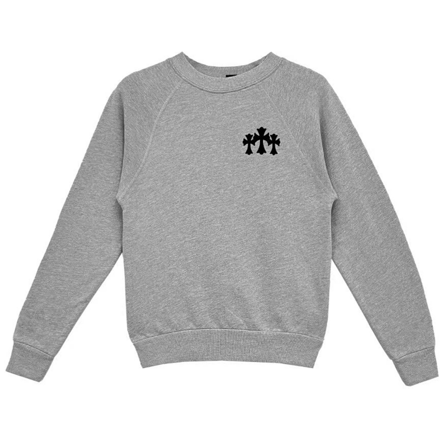 Chrome Hearts Triple Cross CH Letter Grey Sweatershirt