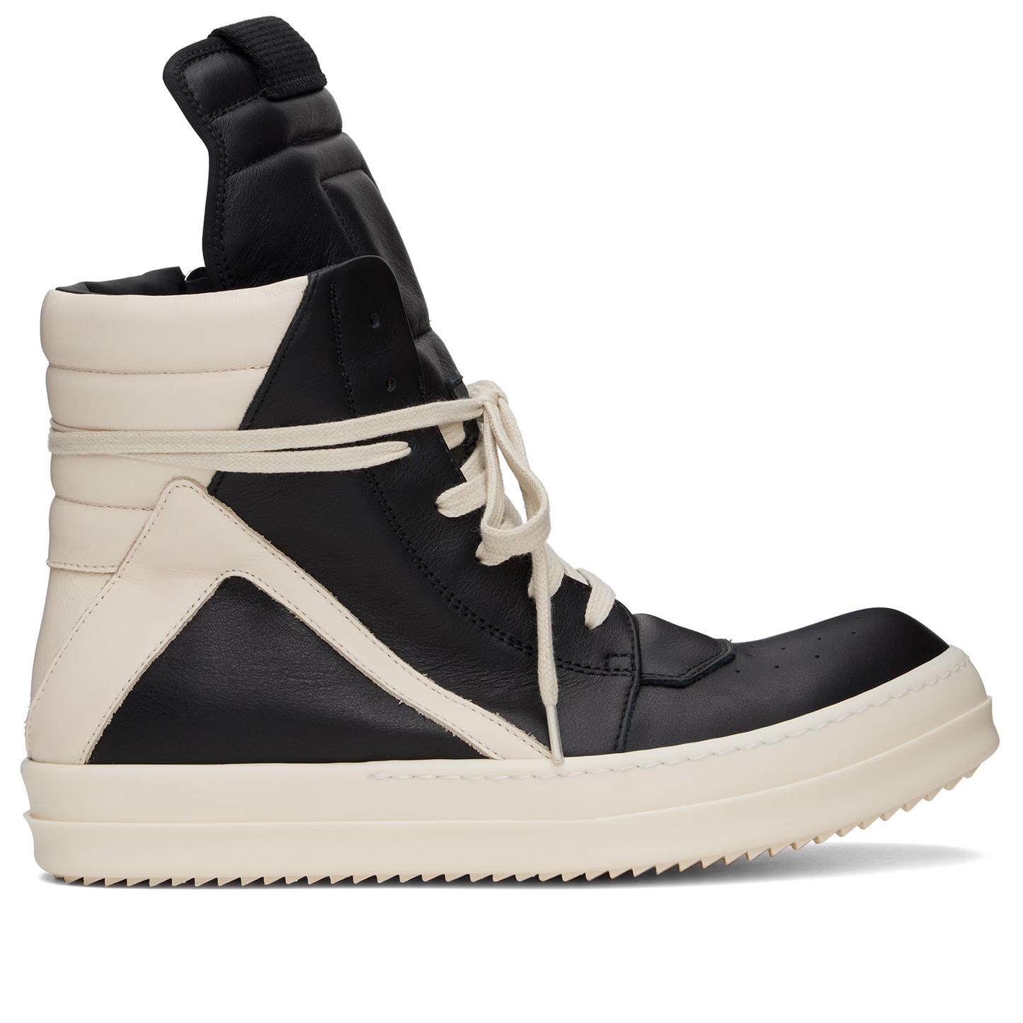 RP02E4894 LGYLPO 911 Rick Owens Geobasket Sneakers Black / Milk / Milk
