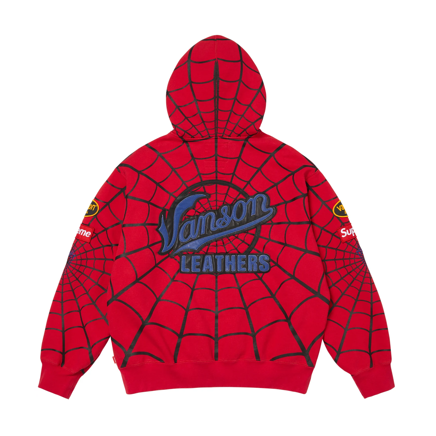 Supreme Vanson Leathers Spider-Man Zip Up Hooded Sweatshirt Red Supreme Vanson Leathers Spider-Man Zip Up Hooded Sweatshirt Red