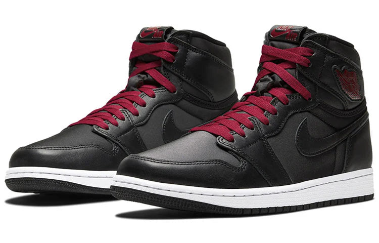 555088 060 Air Jordan 1 Retro High Black Satin Gym Red