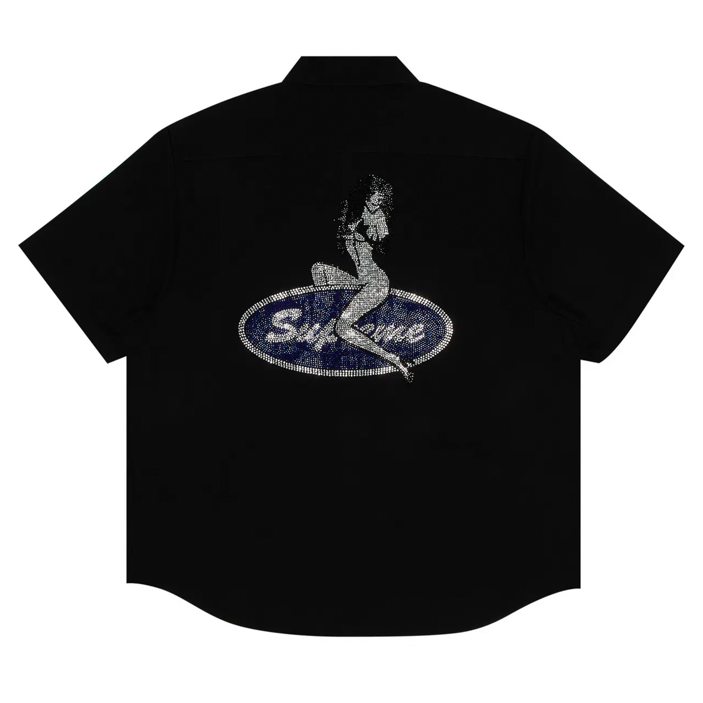 Supreme Rhinestone Pin Up Short-Sleeve Work Shirt 'Black' [USED] - XL (Used)