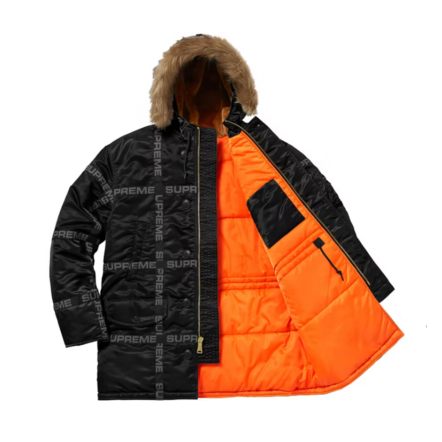 Supreme Logo Tape N-3B Parka Black [USED] - M (Used)