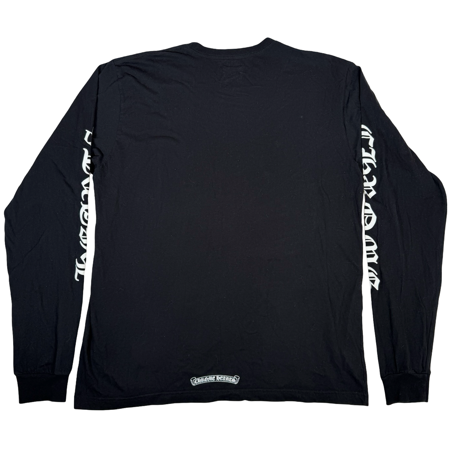 Chrome Hearts Neck Logo Long Sleeve Pocket T-Shirt Black White [USED] - XL (Used)