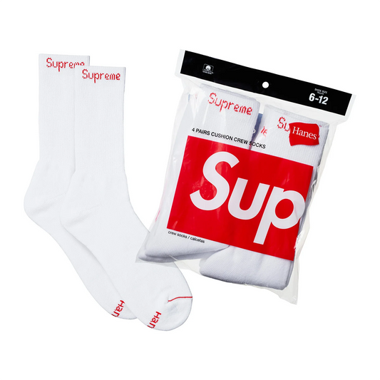 Supreme Hanes Socks (4 Pack) White