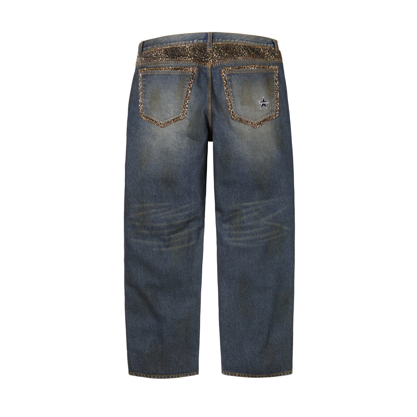 Supreme Leopard Faux Fur Loose Fit Jean Washed Indigo (FW25)