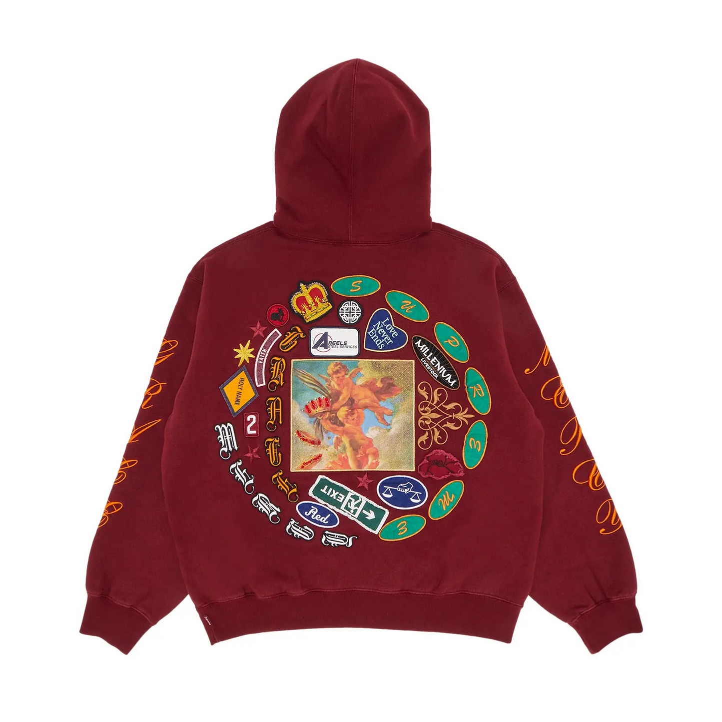 Supreme Patches Spiral Hooded Sweatshirt Cardinal [USED] - XXL (Used)