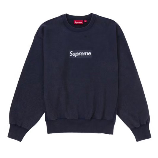Supreme Washed Box Logo Crewneck Navy