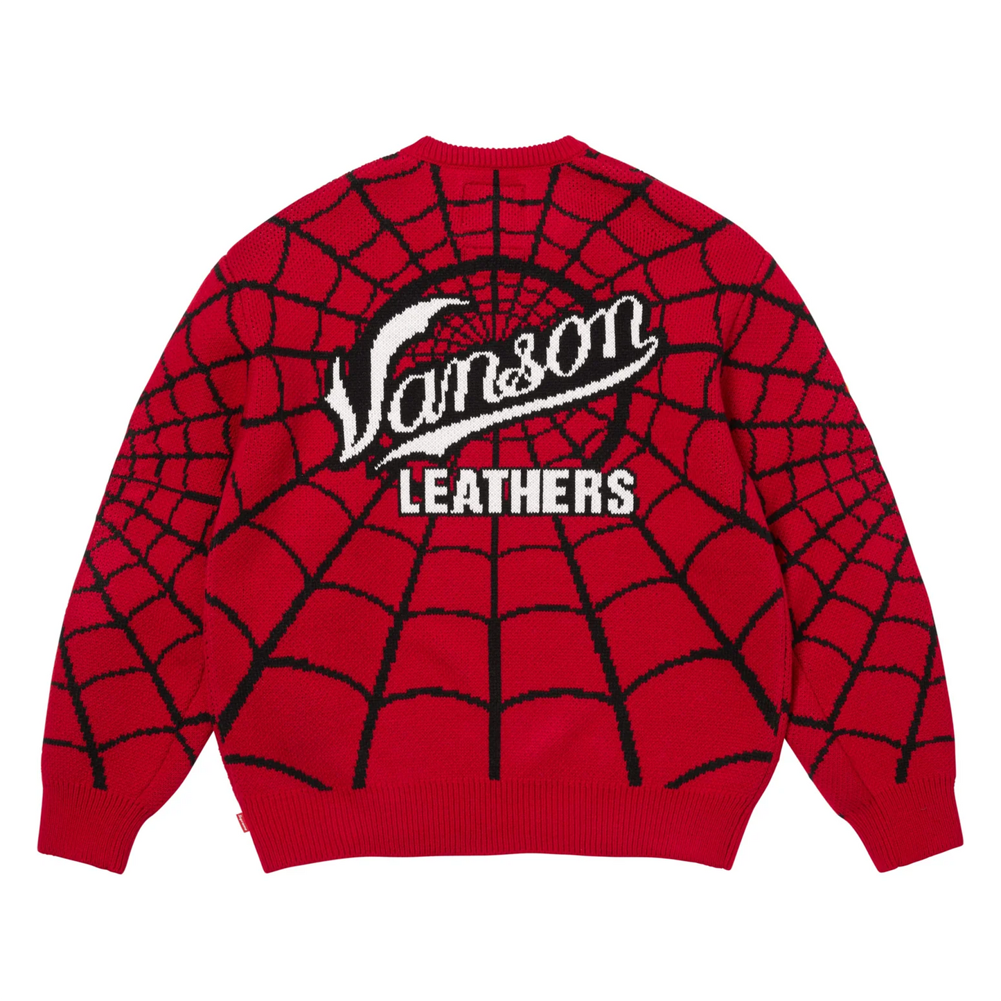 Supreme Vanson Leathers Spider-Man Sweater Red – DISTRICT ONE NY