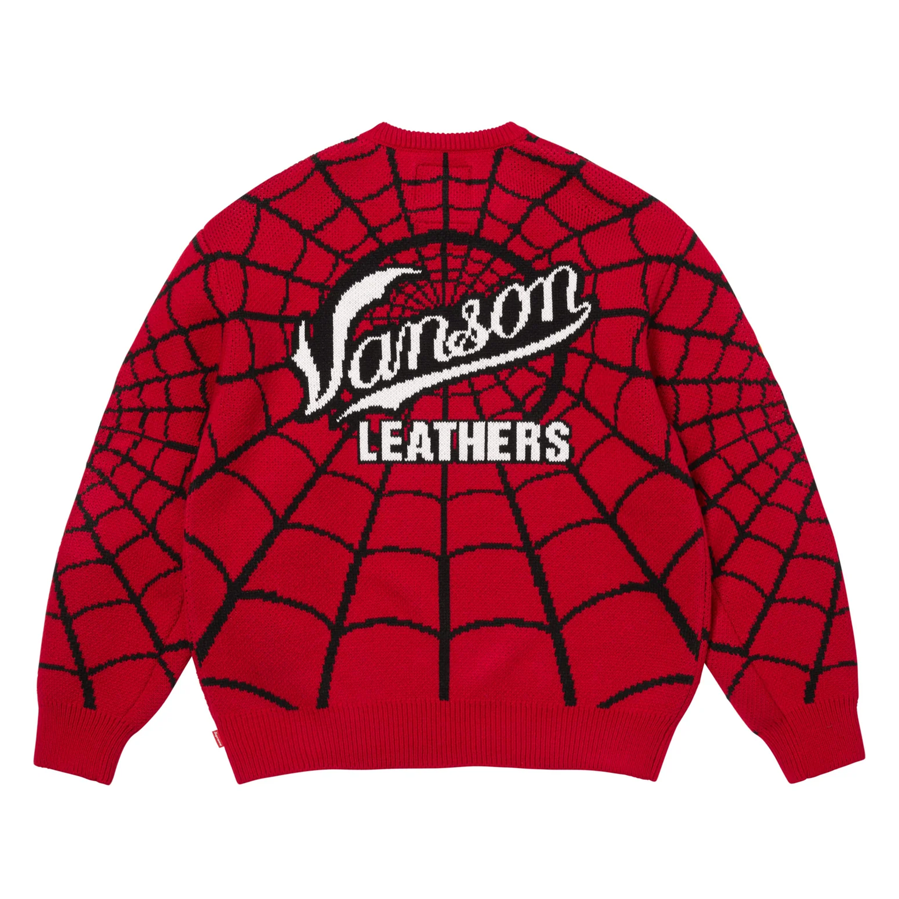 Supreme Vanson Leathers Spider-Man Sweater Red – DISTRICT ONE NY