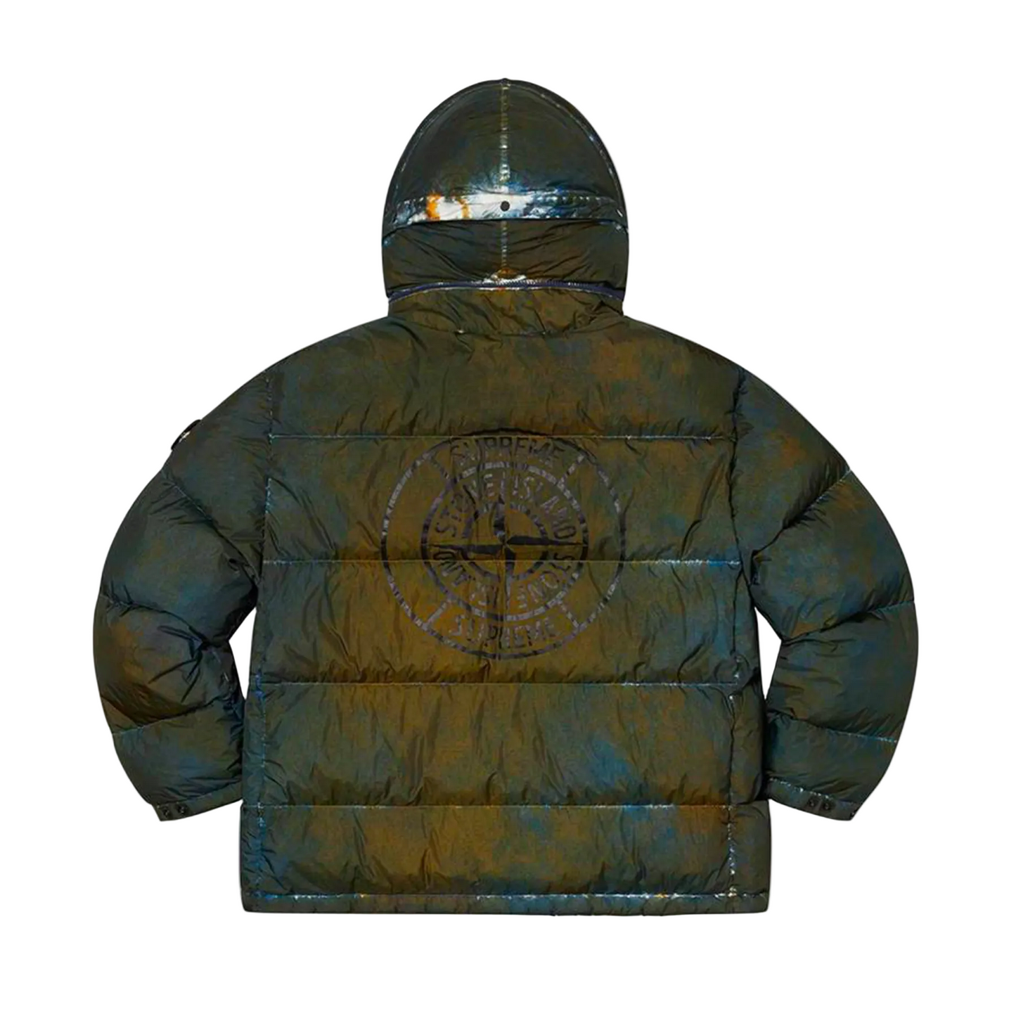 Supreme Stone Island Painted Camo Crinkle Down Jacket Dark Teal [USED] - M (Used)