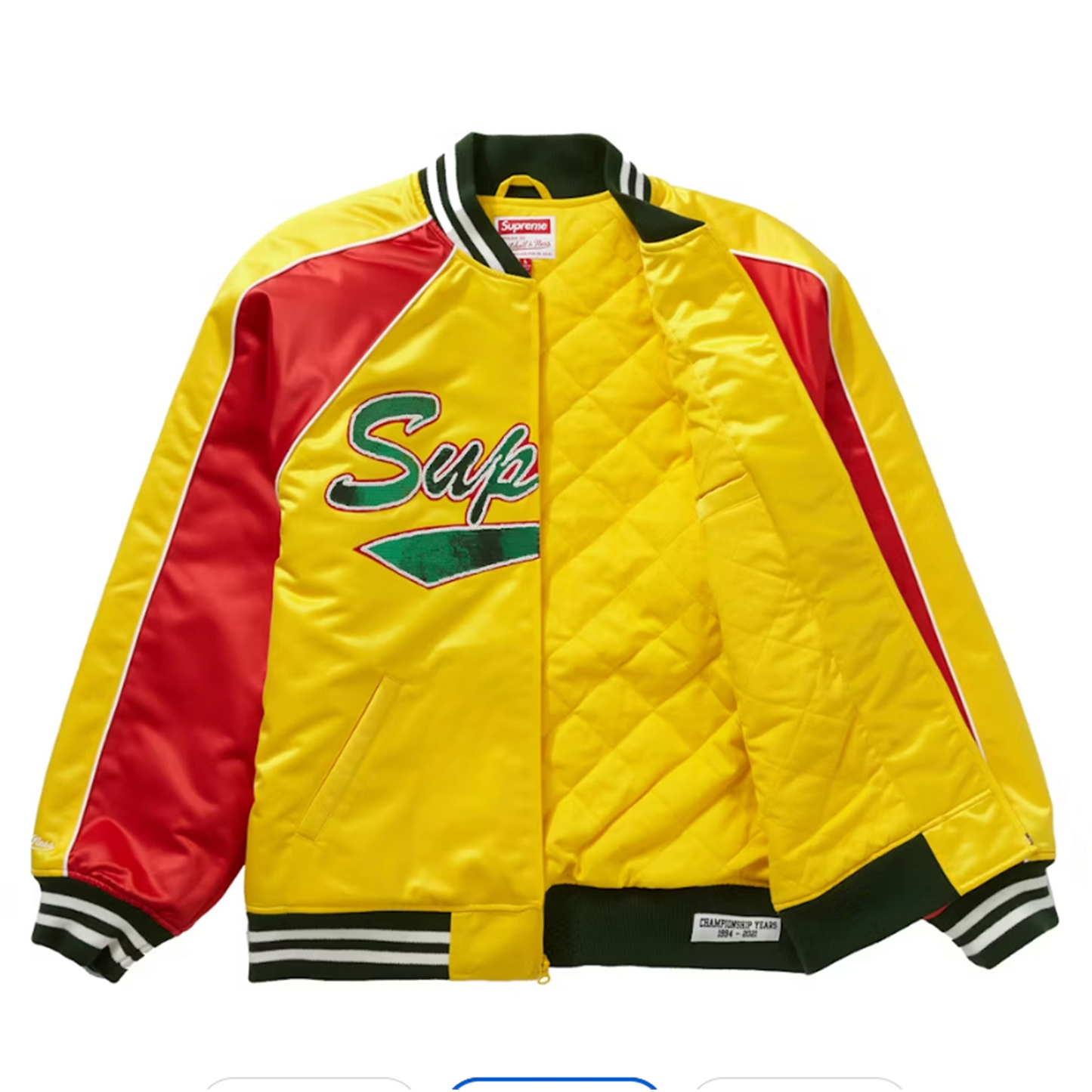 Supreme Mitchell & Ness Sequin Logo Varsity Jacket Gold [USED] - M (Used)