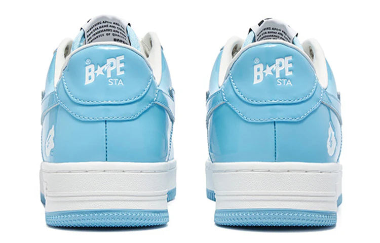 1I70 191 002 A Bathing Ape Bapesta Patent Leather Blue White Sax [CONDITIONAL] [REPLACE BOX]
