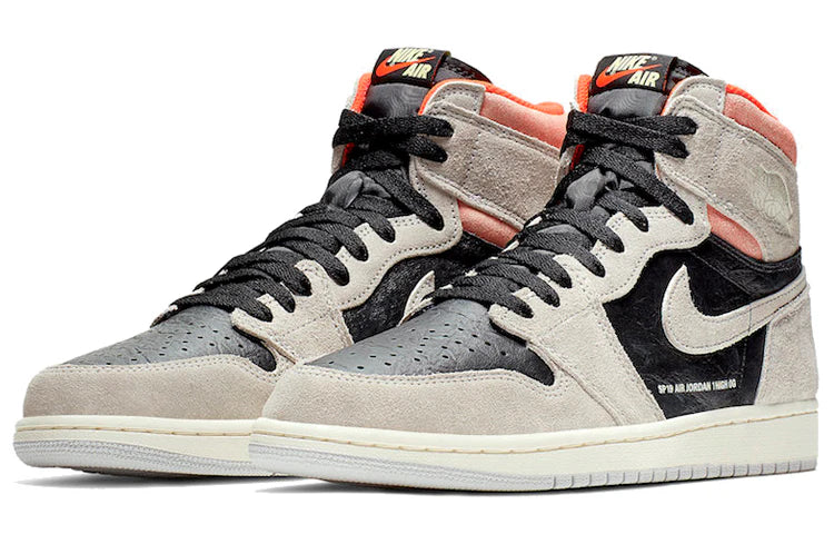 555088 018 Air Jordan 1 Retro High Neutral Grey Hyper Crimson