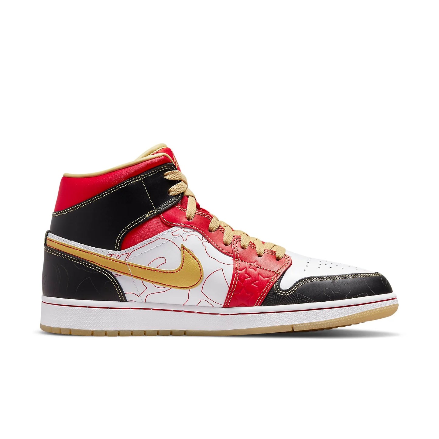 DV0576 176 Air Jordan 1 Mid XQ White Black Sport Red