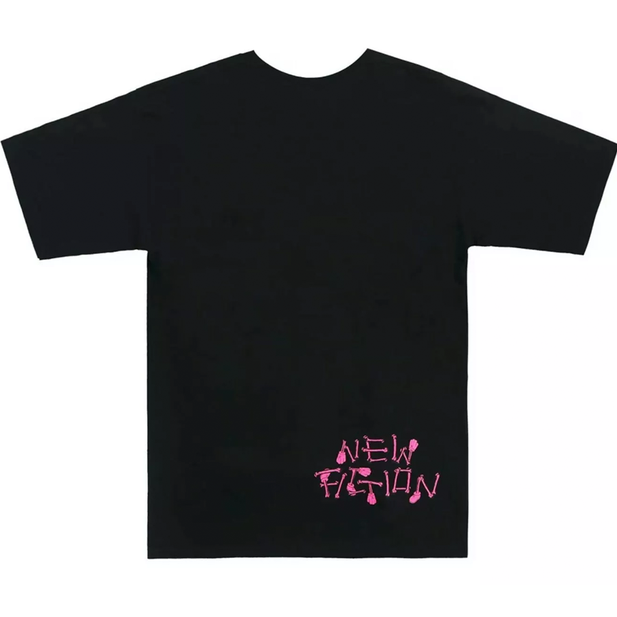 Kaws Skeleton New Fiction T-shirt Black Pink