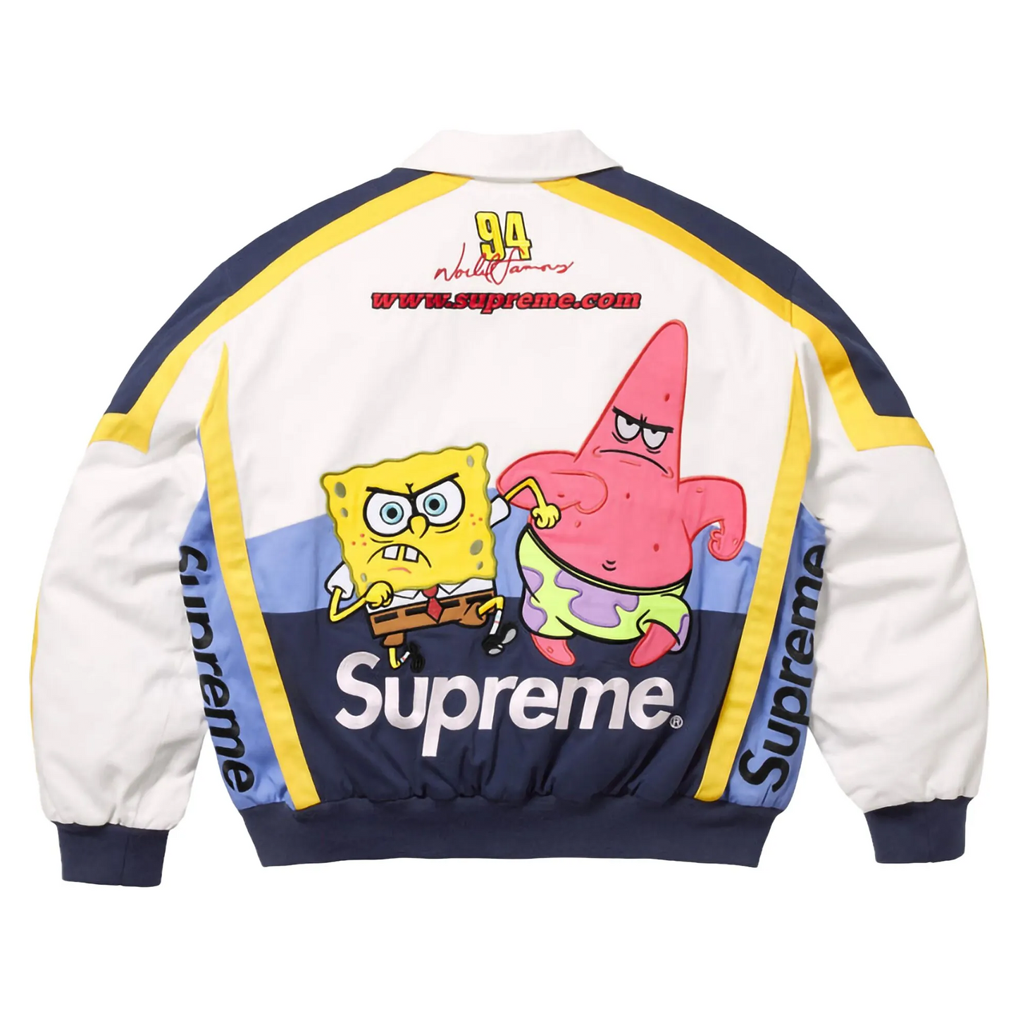 Supreme SpongeBob SquarePants Jeff Hamilton Racing Jacket White