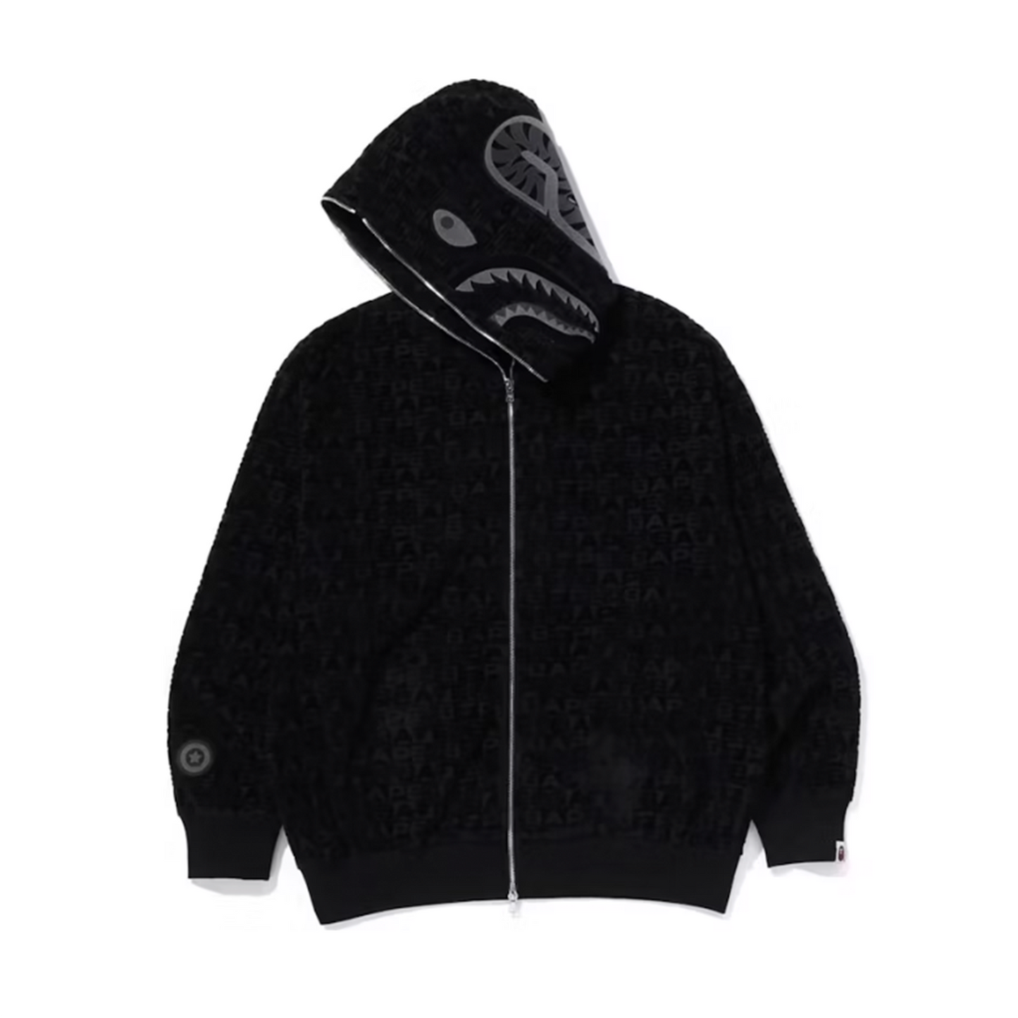 BAPE Lux Sport Pattern Shark Relaxed Fit Full Zip Hoodie Black [USED] - XL (Used)