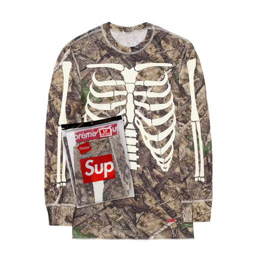 Supreme Hanes Bones Thermal Crew (1 Pack) Woodland Camo