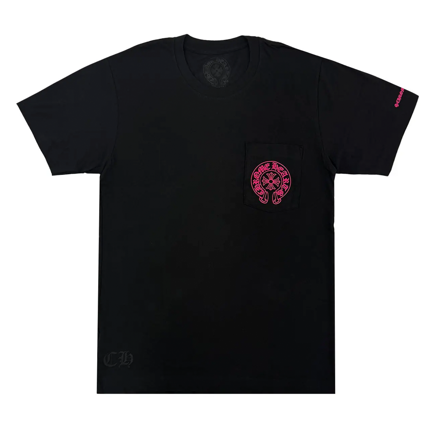 Chrome Hearts Pink Horseshoe Logo Short Sleeve Tee Black